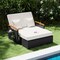 Wicker Outdoor Daybed with Folding Privacy Panels and Storage Ottoman